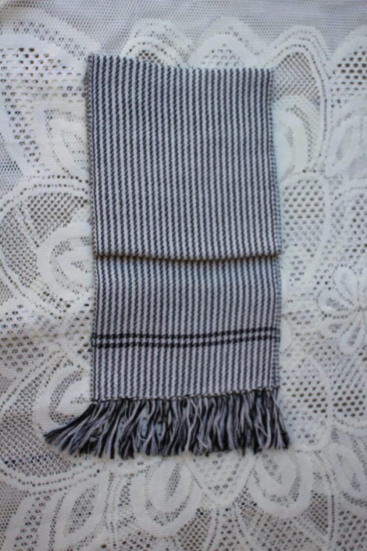 Baby Alpaca Scarf Lines Light Grey